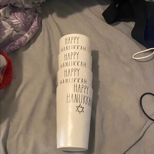 Rae Dunn HAPPY HANUKKAH (4) White Melamine Cups